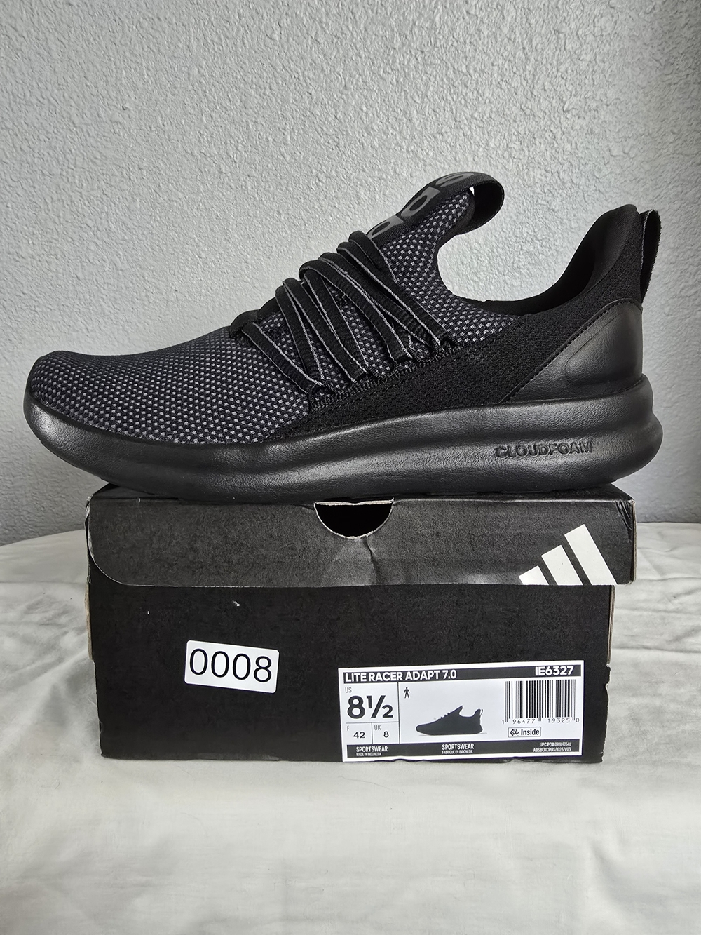 adidas Black Lite Racer-style Cloudfoam Slip-On Sneaker